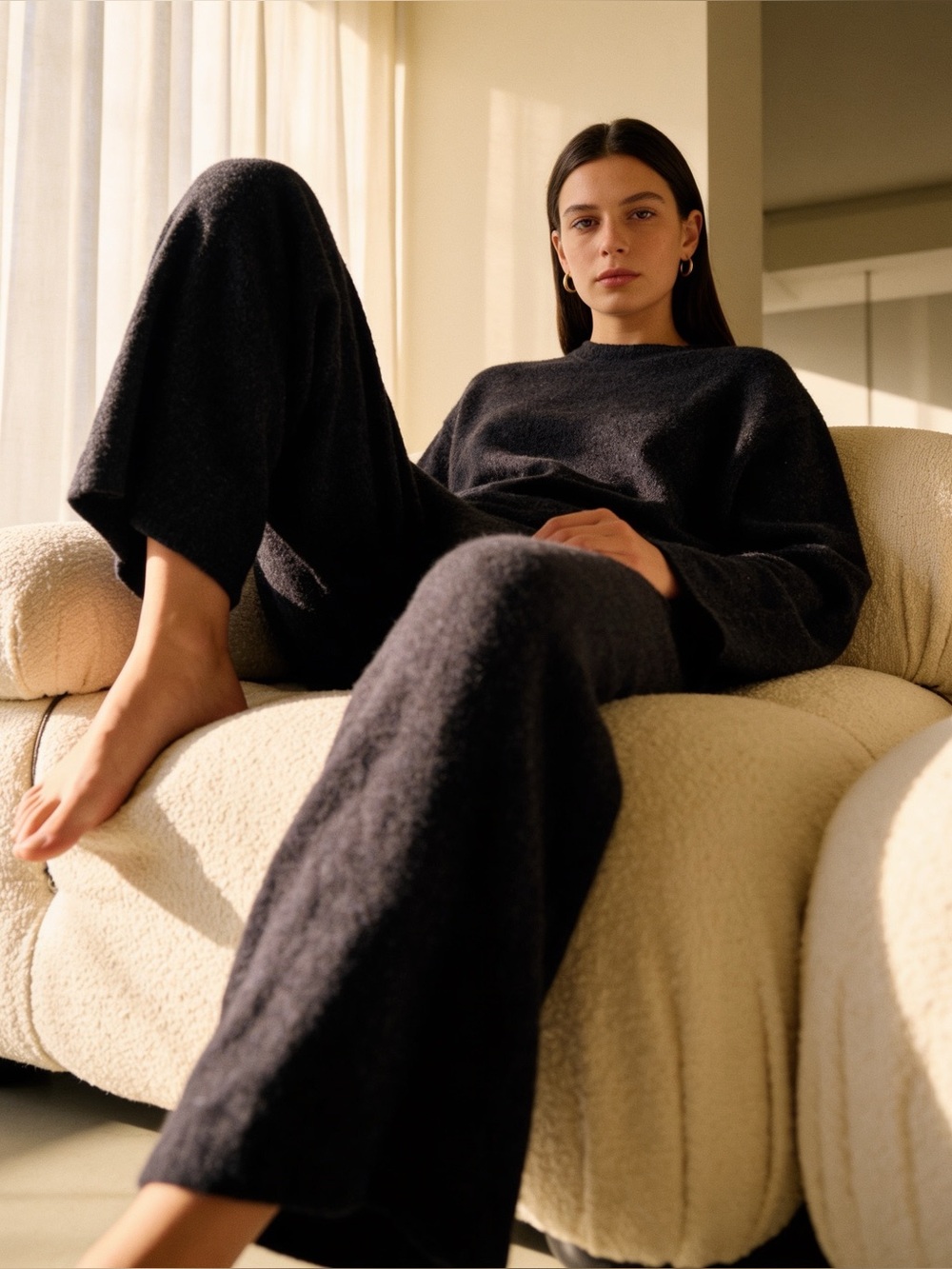 Hammacher Schlemmer | Women’s 100% Cashmere Wide-Leg 3/4 Pants Dark Gray | XL